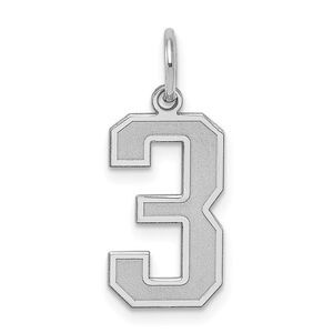 Sterling Silver, Jersey Collection, Medium Number 3 Pendant